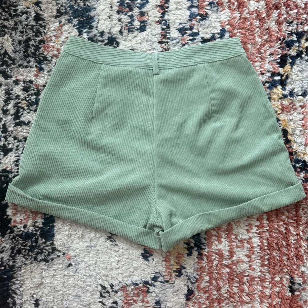 SHEIN Mint Green High Waist Corduroy Shorts - Picture 3 of 3